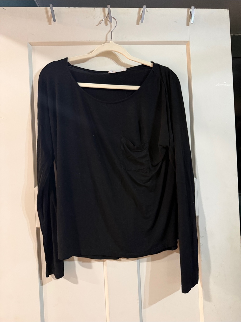 Double Zero Black Long Sleeve Pocket Tee